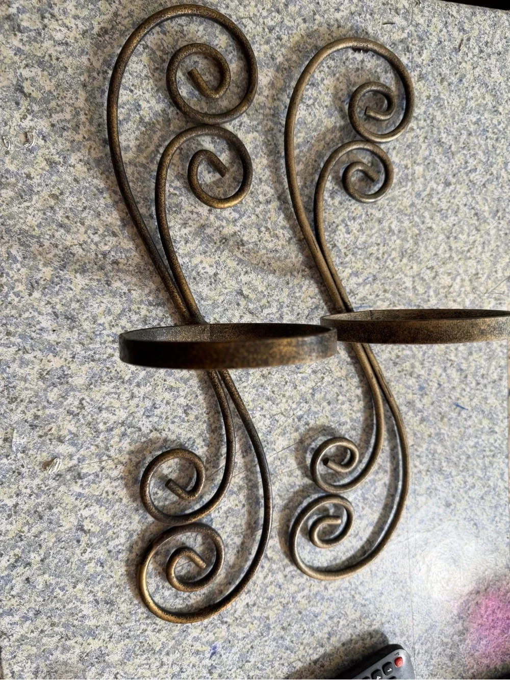 Antique Bronze Scroll Wall Candle Holders - Pair